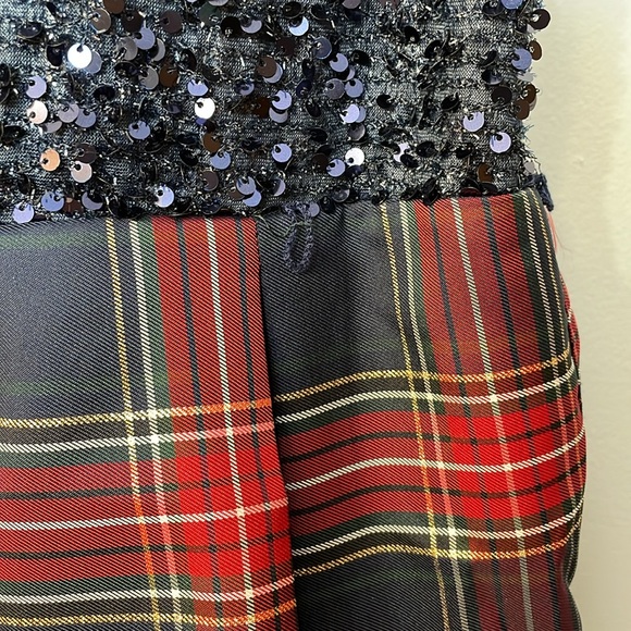 CHILDRENS PLACE UEC Girls Large (10/12) Blue Sequin Holiday Dress Plaid Skirt - Picture 14 of 14